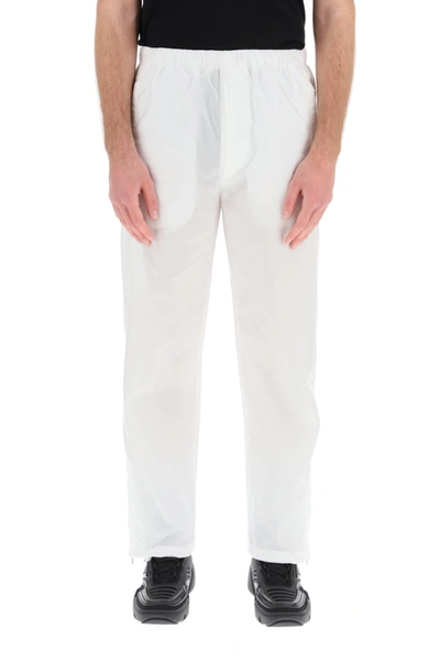 Shop Prada Jogger Trousers In Re-nylon Gabardine In Bianco (white)