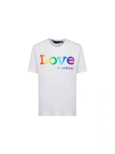 Shop Love Moschino T-shirt In Optic White