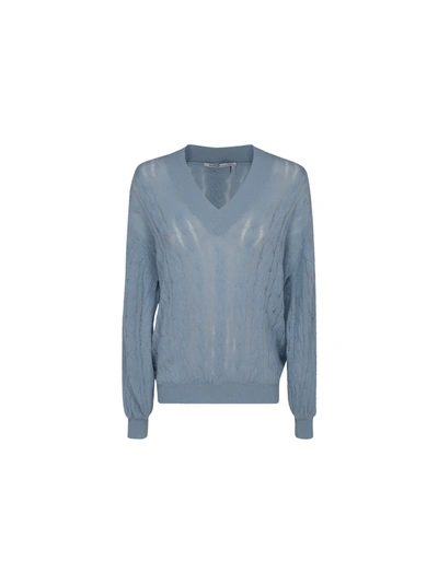 Shop Agnona Sweater In Faded Blue