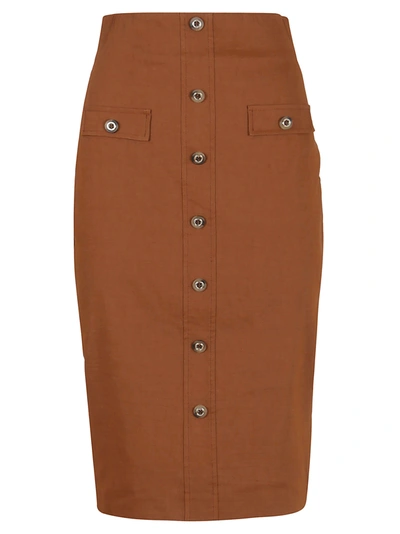 Shop Pinko Brown Linen Skirt