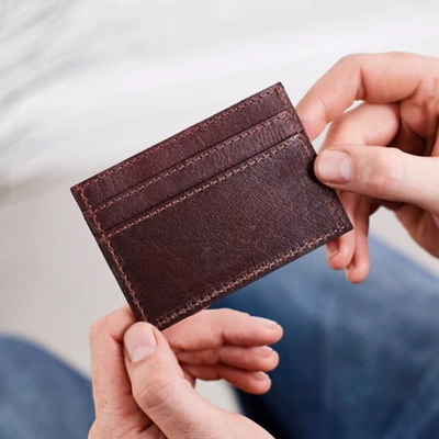 Vida Vida Luxe Dark Brown Leather Card Holder In Card