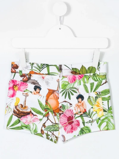 Shop Monnalisa Tropical Print Shorts In White