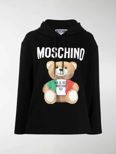 Shop Moschino Teddy Logo-print Hoodie In Black