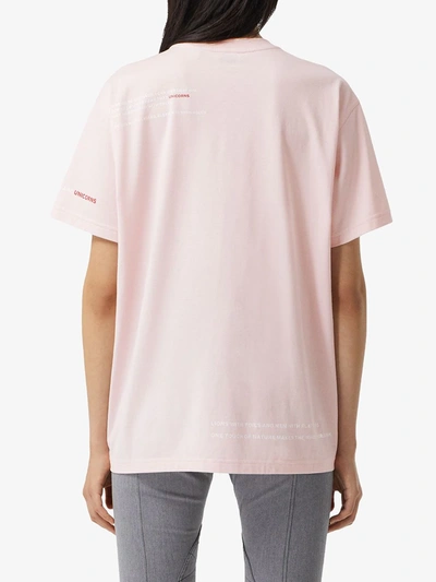 Shop Burberry Oversized Montage Print Cotton T-shirt In Pink