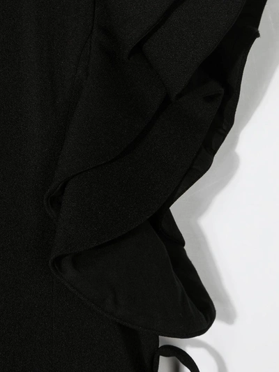 Shop Elie Saab Ruffled Sleeves Midi Dress In Black