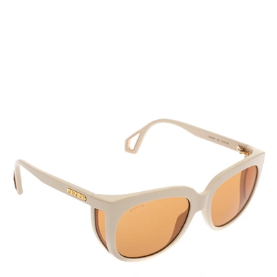 Pre-owned Gucci Off White/ Orange Gg0468s Square Sunglasses