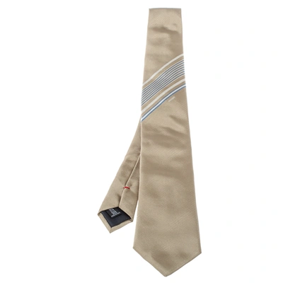 Pre-owned Moschino Light Brown Diagonal Stripe Detail Silk Tie