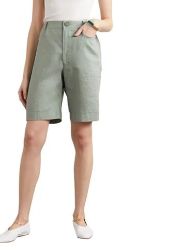 Shop Albus Lumen Woman Shorts & Bermuda Shorts Light Green Size 10 Linen