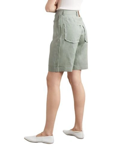 Shop Albus Lumen Woman Shorts & Bermuda Shorts Light Green Size 10 Linen