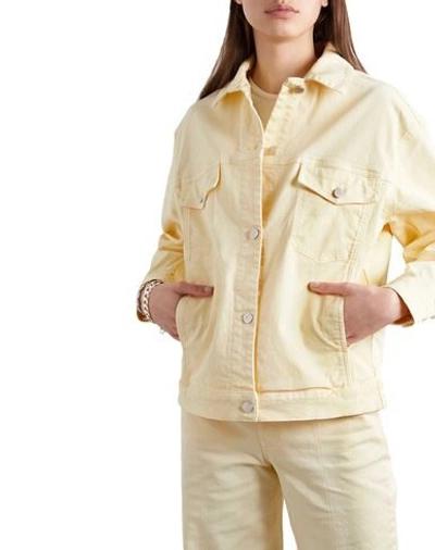 Shop Holzweiler Woman Denim Outerwear Light Yellow Size L Organic Cotton, Elastane