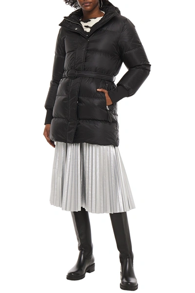 Shop Kenzo Belted Quilted Shell Hooded Down Coat In Black