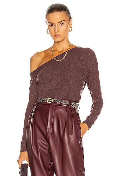 Shop Enza Costa Peached Jersey Easy Off Shoulder Long Sleeve Top In Bordeaux