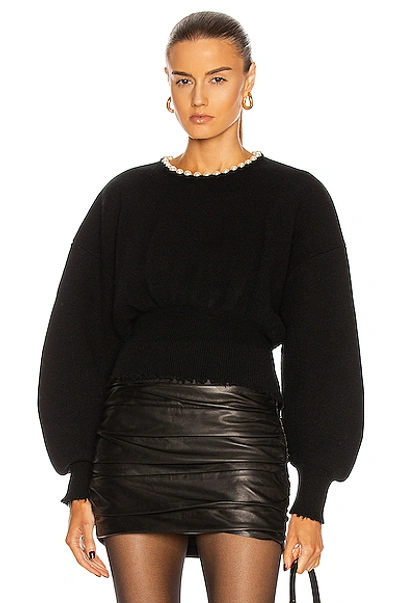 Shop Alexander Wang Pearl Necklace Crew Neck Sweater In Black