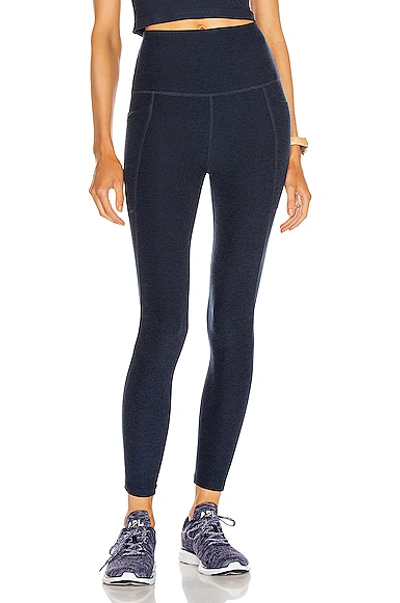 Shop Beyond Yoga Spacedye Out Of Pocket High Waisted Midi Legging In Nocturnal Navy