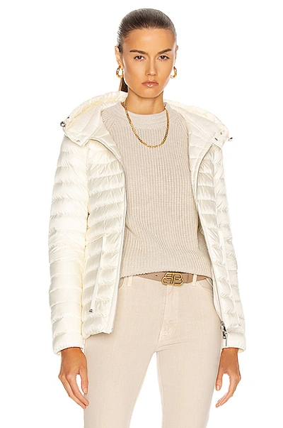 Moncler Raie Horizontal Drawstring Puffer Coat In White