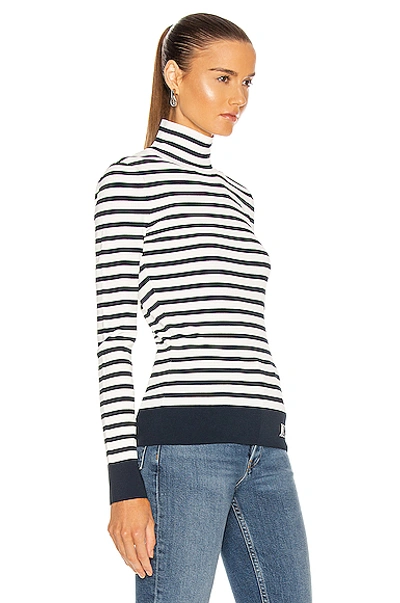 Shop Moncler Lupetto Tricot Top In Navy & White