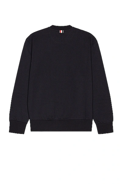 Shop Thom Browne Mock Neck Sweatshirt In Navy