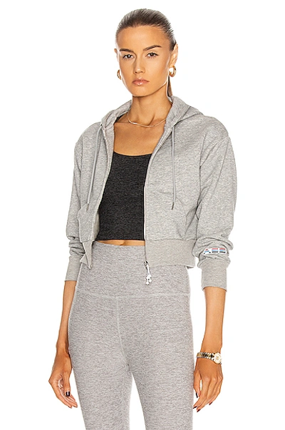 Shop Adam Selman Sport Shrunken Hoodie In Heather Grey