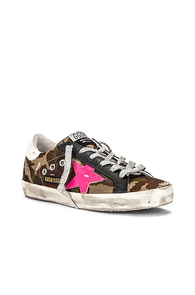 Shop Golden Goose Superstar Sneaker In Green Camouflage  Fuxia Fluorescent  Whi