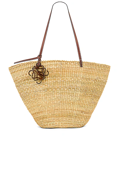 Shop Loewe Shell Basket Bag In Natural & Pecan