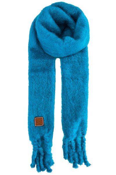 Shop Loewe Mohair Scarf In Caribbean Blue