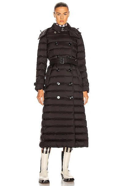 Shop Burberry Arniston Long Puff Jacket In Black