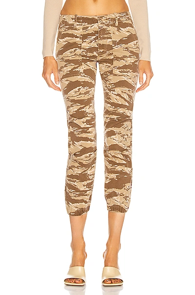 Shop Nili Lotan Cropped French Military Pant In Khaki Tiger Camo