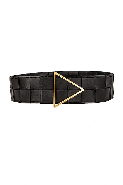 Shop Bottega Veneta Maxi Intreccio Belt In Black & Gold