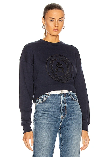 Shop Acne Studios Embroidered Sweatshirt In Navy