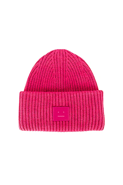 Shop Acne Studios Pansy Face Beanie In Neon Pink