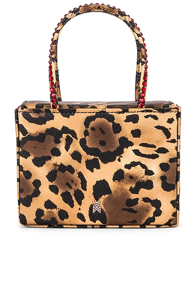 Shop Amina Muaddi Super Gilda Crystal Satin Bag In Leopard