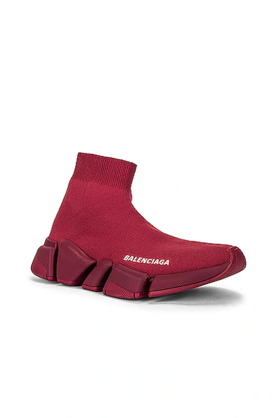 Balenciaga Women's Speed 2.0 Knit High Top Sock Sneakers In Burgundy | ModeSens