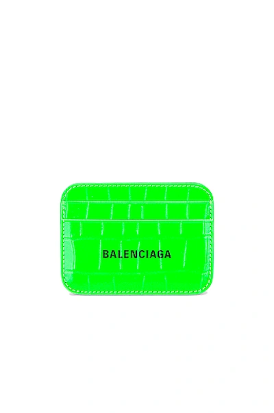 Shop Balenciaga Cash Card Holder In Fluo Green & Black