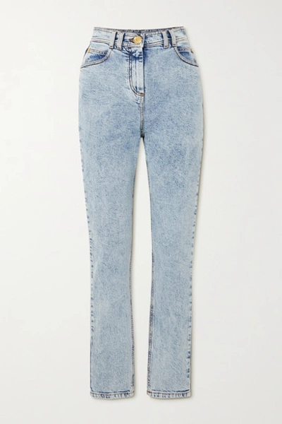 Shop Balmain Acid-wash High-rise Skinny Jeans In Blue