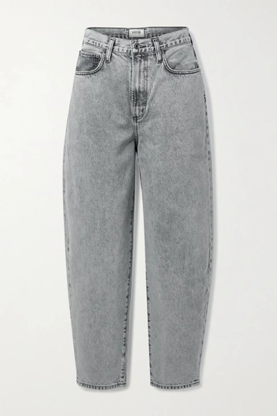 Shop Agolde + Net Sustain Balloon High-rise Tapered Jeans In Gray
