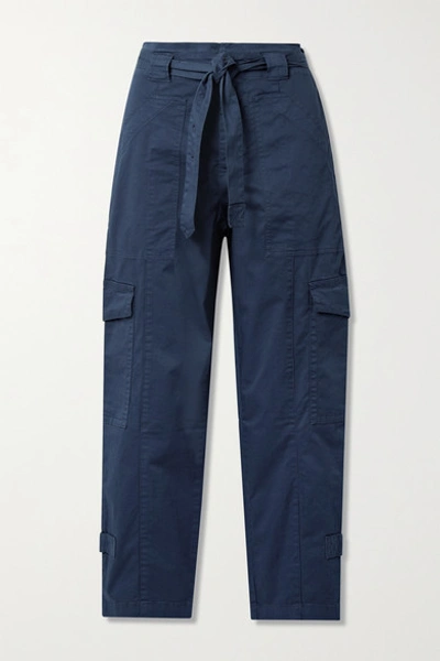 Shop Alex Mill Expedition Belted Washed Stretch-cotton Slim-leg Pants In Navy