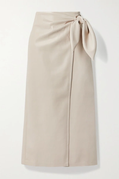 Shop Nanushka Amas Vegan Leather Wrap Skirt In Cream