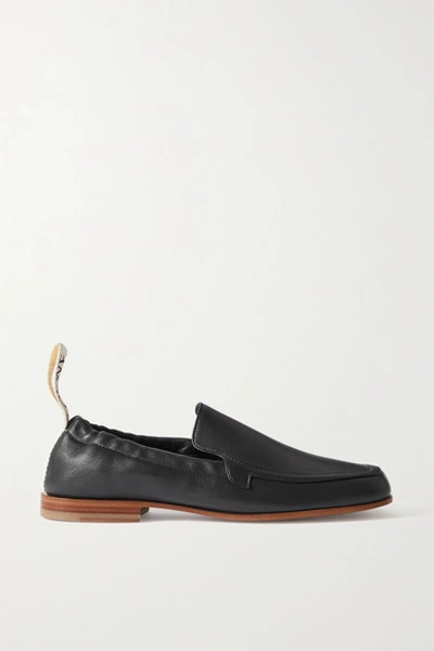 Shop Loewe Logo-detailed Leather Collapsible-heel Loafers In Black