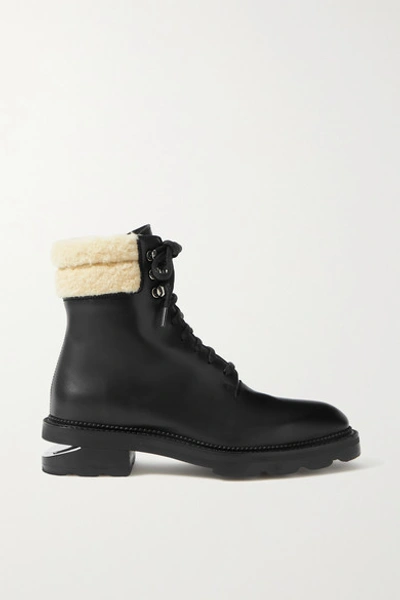 Shop Alexander Wang Andy Shearling-trimmed Leather Ankle Boots In Black