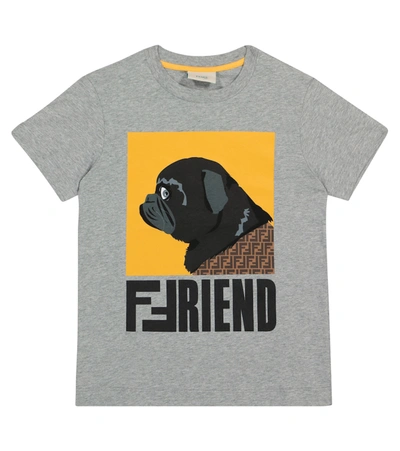 Shop Fendi Ff Cotton Jersey T-shirt In Grey