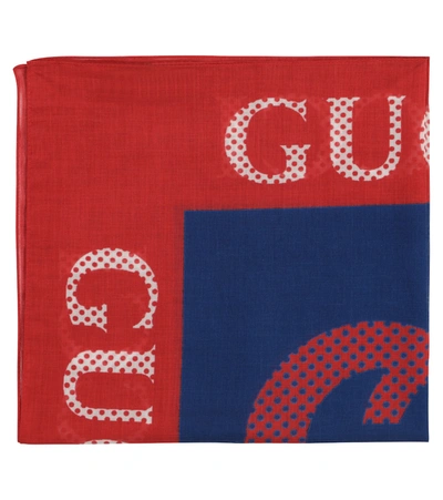 Shop Gucci Logo Cotton Scarf In Red