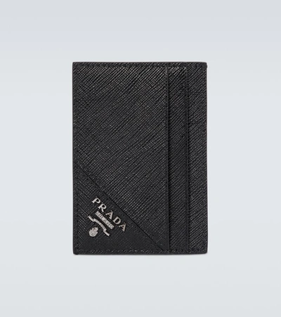 Shop Prada Saffiano Leather Cardholder In Black