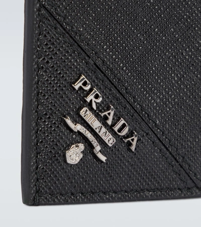 Prada Saffiano Leather Cardholder In Black