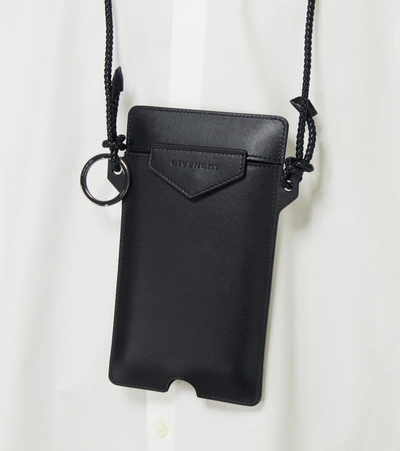 Shop Givenchy Antigona Leather Iphone Case In Black