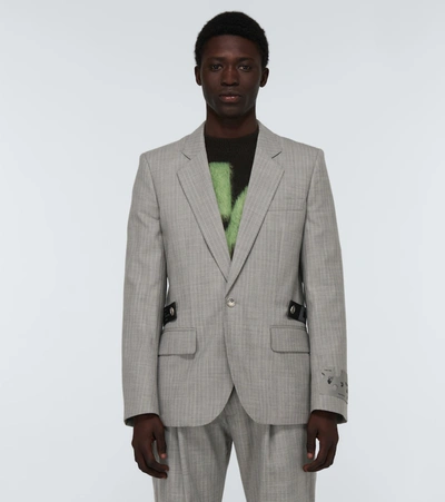 Shop Off-white Unfinished Single-breasted Blazer In Grey