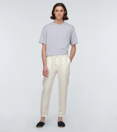 Shop Derek Rose Sydney Linen Pants In White