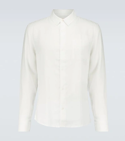 Shop Derek Rose Monaco Linen Shirt In White