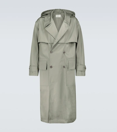 Shop Lemaire Cotton Trench Coat In Grey