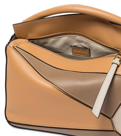 Shop Loewe Puzzle Small Leather Shoulder Bag In Beige