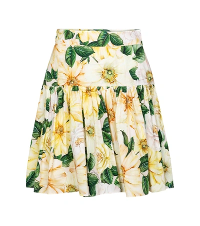 Shop Dolce & Gabbana Floral Cotton Poplin Miniskirt In Multicoloured